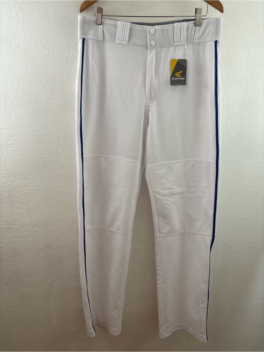 Easton Men’s White Baseball Pants with Blue Piping size XL